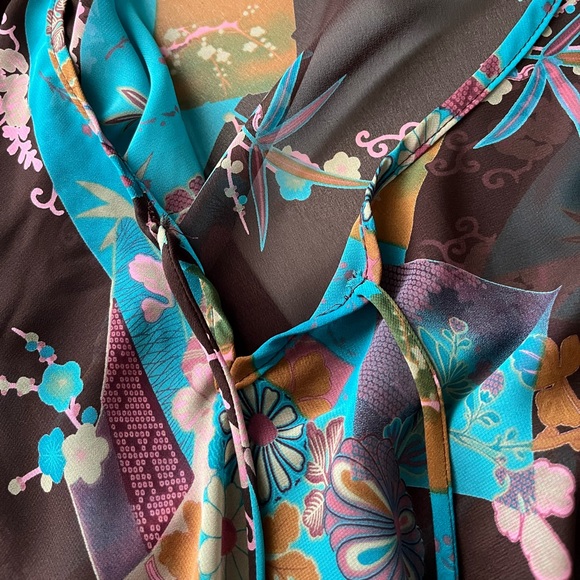 KLD Open Shoulder Sheer Tunic Blouse Small - Picture 13 of 16